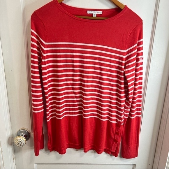 Fairway & Greene Women's Lia Sweater Sun Kiss Coral cashmere blend - Picture 2 of 7